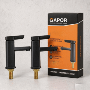 Llave lavamanos Lujo Negra empaque 2pzs- Gapor