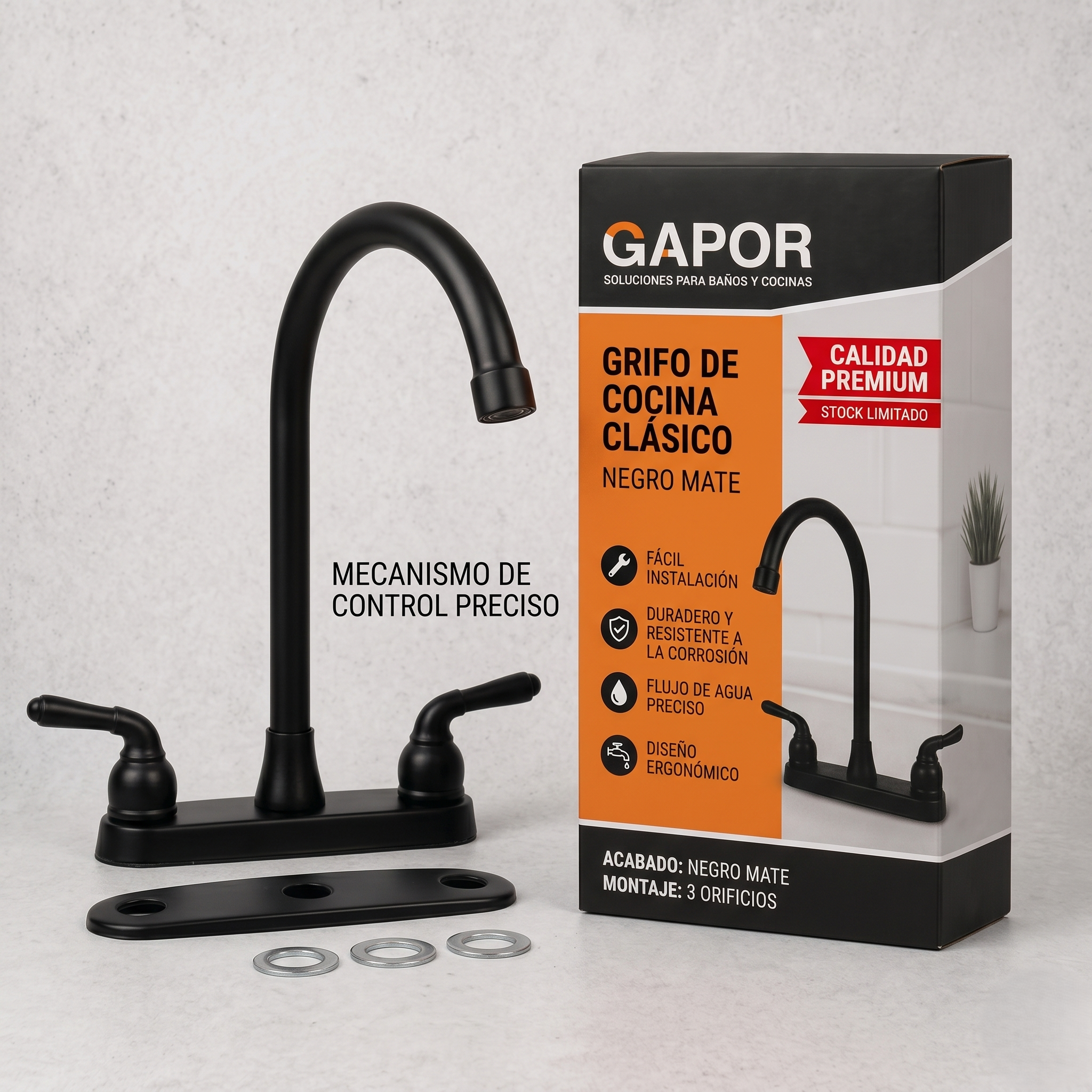Mezclador fijo Negro plastico - Gapor