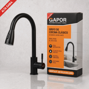 Llave lavaplatos negra monocontrol extensible GAPOR
