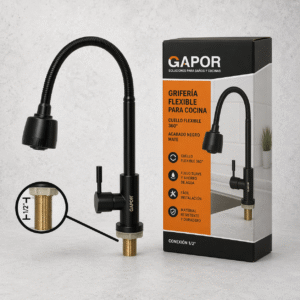 Llave ganso lujo flexible metalica negra palanca GAPOR