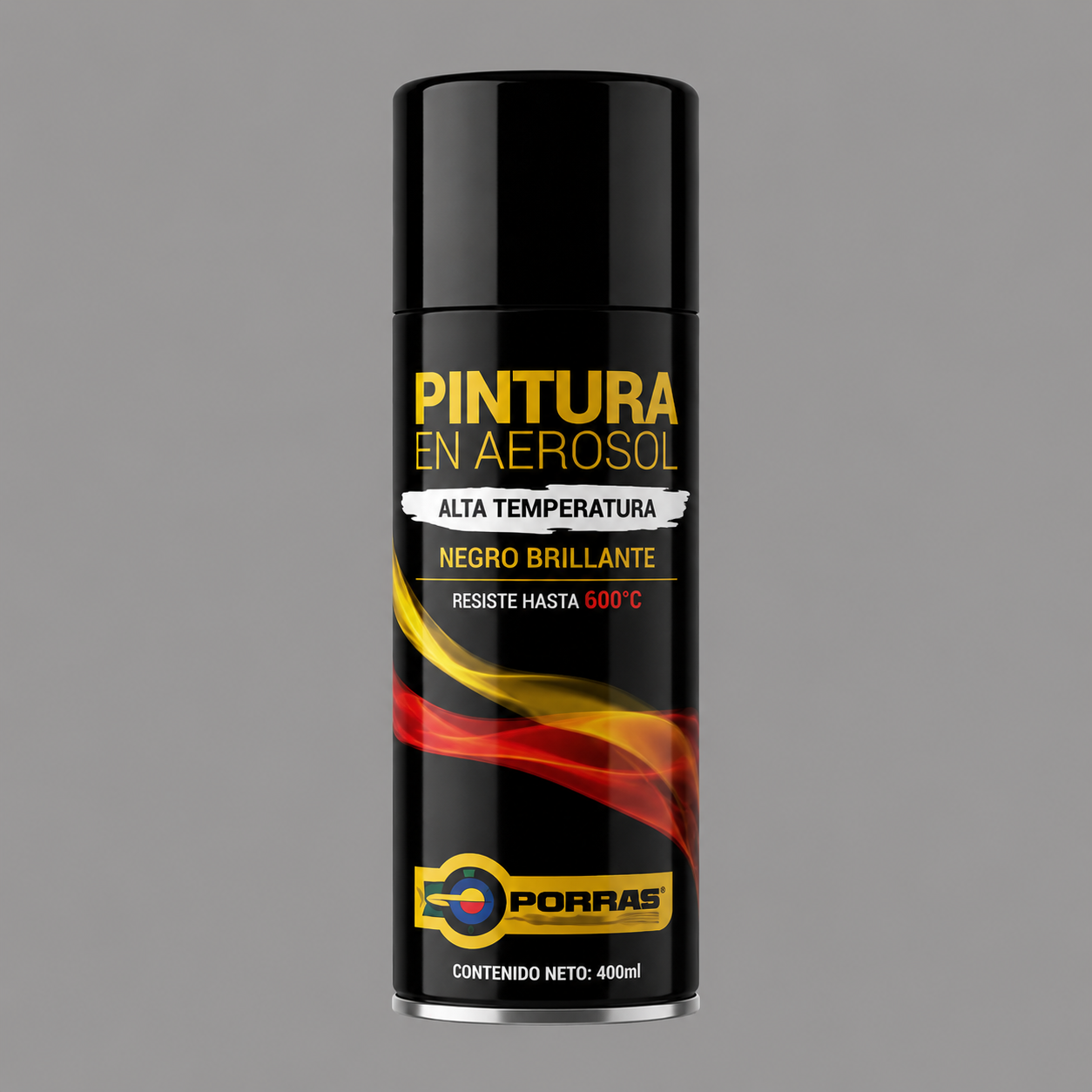 Pintura en spray Negro Brillante ALTA TEMP- PORRAS